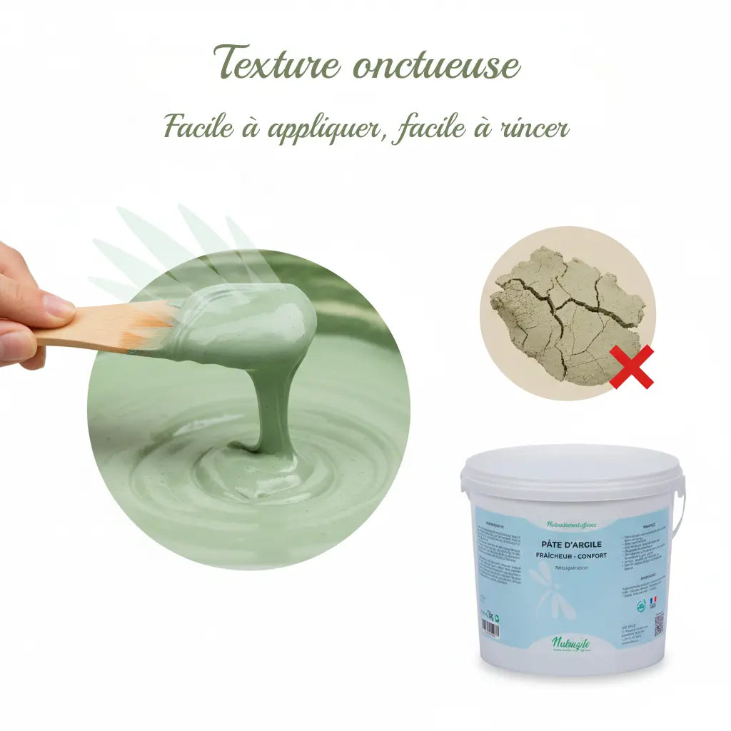 Texture argile Nutragile onctueuse facile à appliquer sur les membres du cheval.