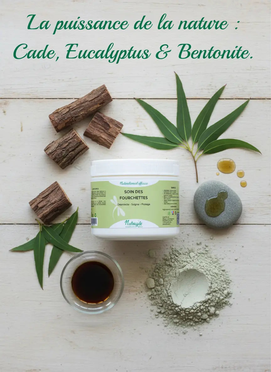 Composition naturelle soin sabot Nutragile à l'huile de cade et eucalyptus.