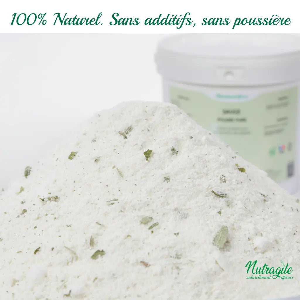 Zoom sur la poudre de sauge Nutragile pure pour complément alimentaire équin.