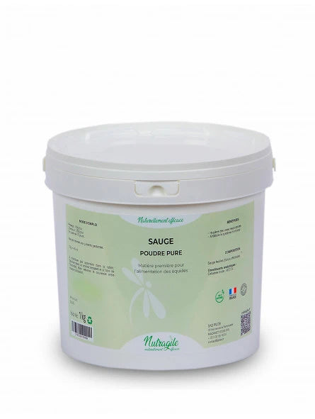 Seau de 1 kg de sauge en poudre de la marque Nutragile