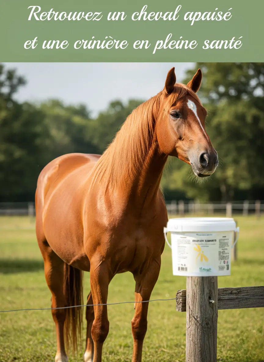 Cheval serein sans démangeaisons grâce au complément Specific Dermite Nutragile.