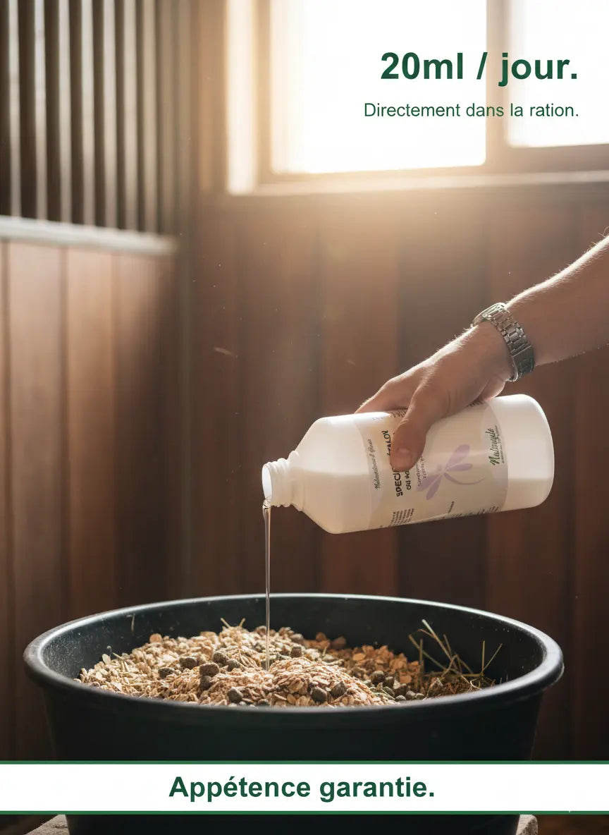 Dosage facile du complément liquide Nutragile pour cheval nerveux