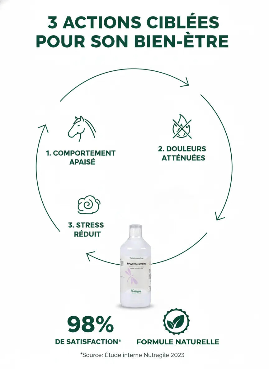 Schéma des bénéfices du complément Nutragile sur le cycle de la jument