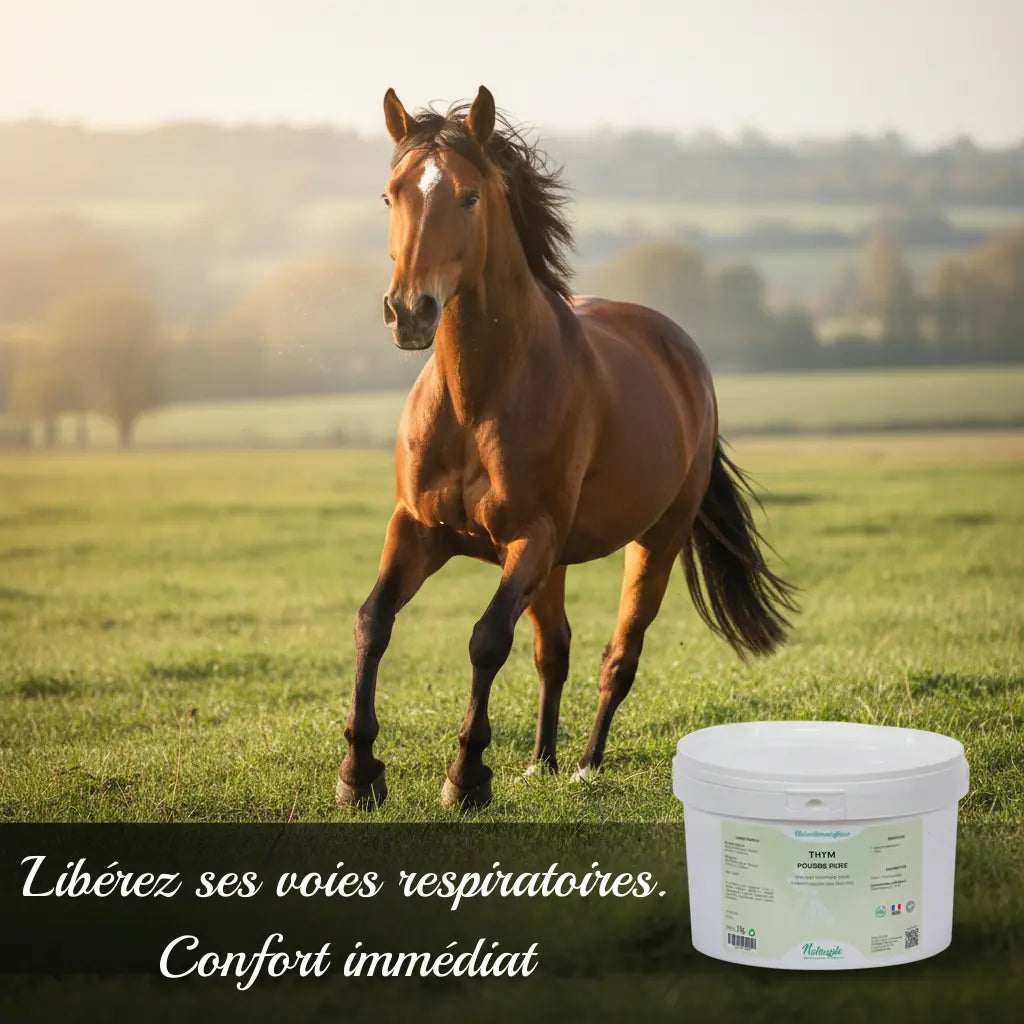 Cheval galopant librement avec des voies respiratoires libérées