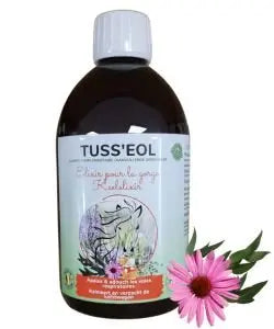 Flacon de 500ml de Tusseol sirop contre la toux et pour améliorer la respiration des chevaux 