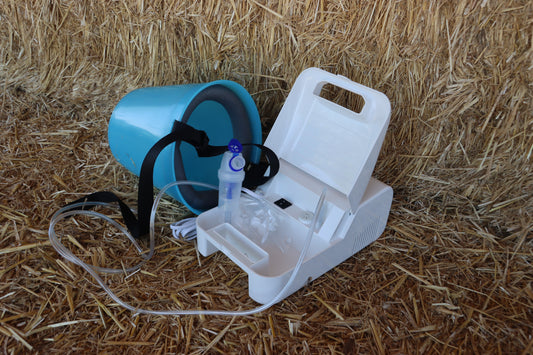 Inhalateur cheval et poney Horsecare de la marque Impex complet avec masque lavable et réutilisable chambre de nébulisation et tubulures 