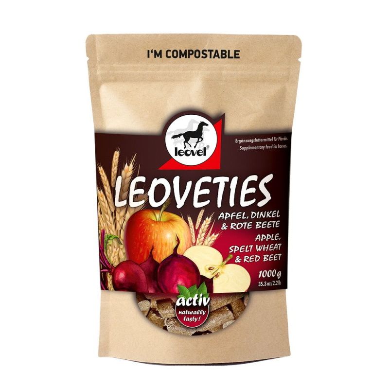 Sachet de 1kg de bonbons pour cheval à la pomme et blé de Leovet