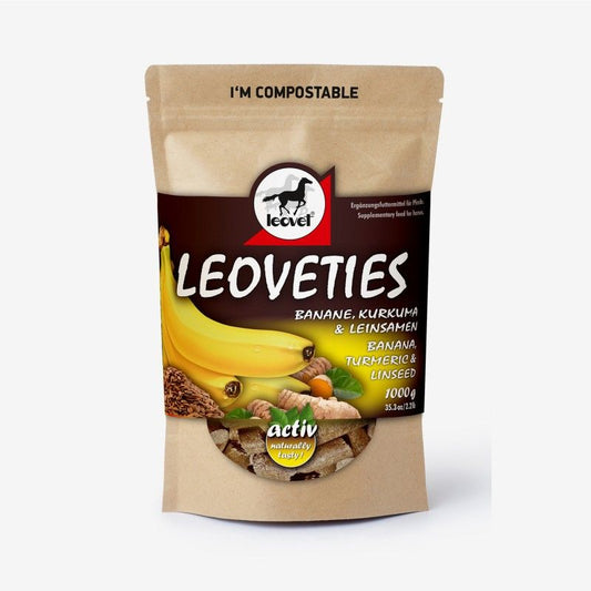 Sachet de 1kg de bonbons pour cheval à la banane et curcuma de Leovet