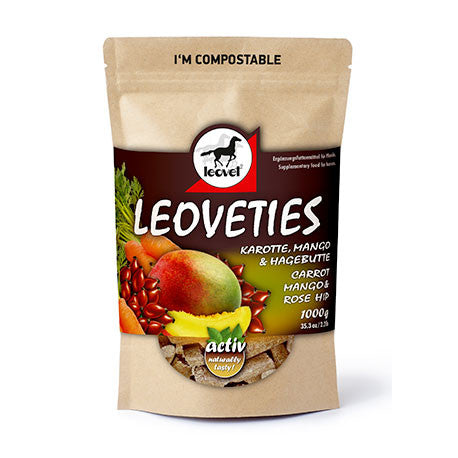 Sachet de 1kg de bonbons pour cheval à la carotte et la mangue de Leovet